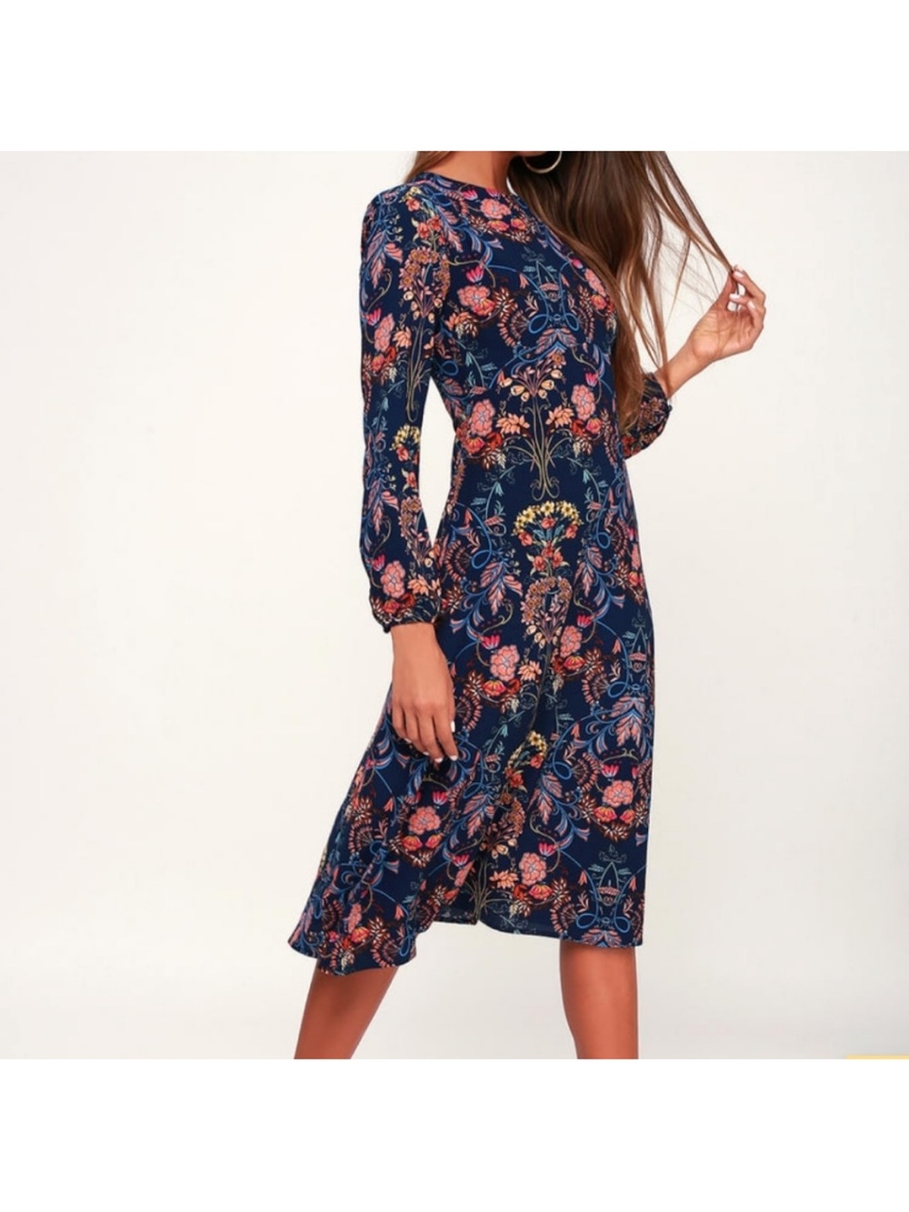 I. Madeline Garden Splendor Floral Print Midi Dress Small
